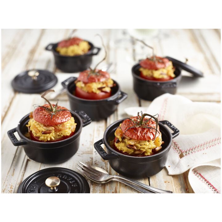 Cast Iron, 0.275 qt, Mini Round Dutch Oven, black matte, large 2