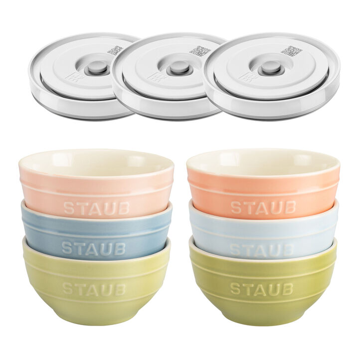 Stoneware, Macaron Bowl set with Vacuum Lid, large 1