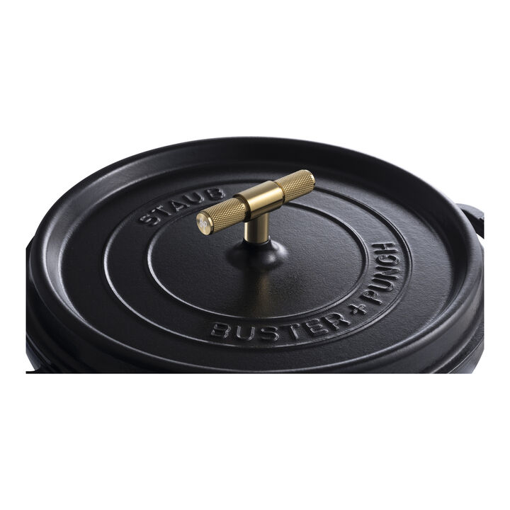 Cast Iron, 7 qt, Round, Dutch Oven Buster And Punch, Black Matte, large 4