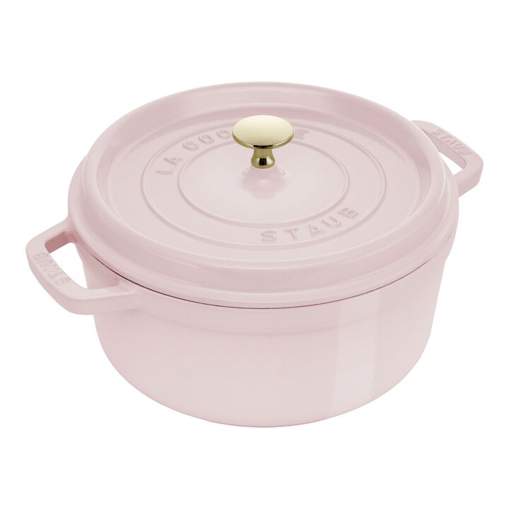 Cast Iron, 4 qt, Round, Dutch Oven, Pink Peony, large 1