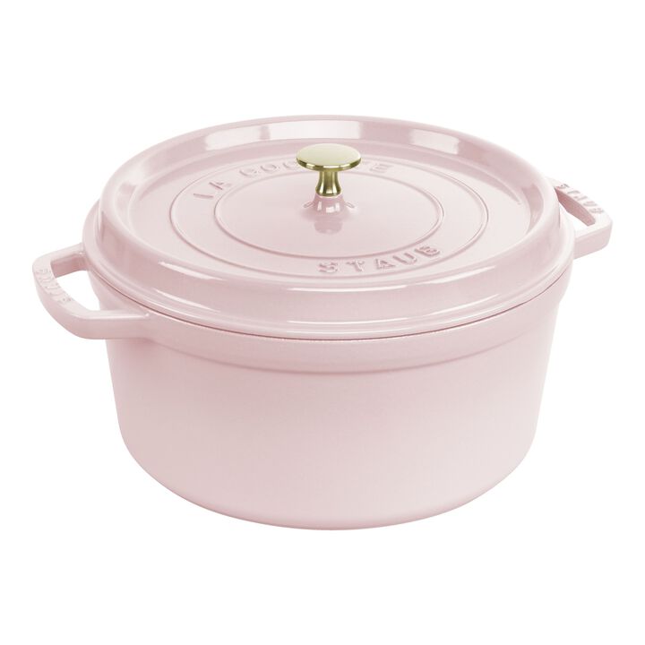 Cast Iron, 7 qt, Round, Dutch Oven, Pink Peony, large 1