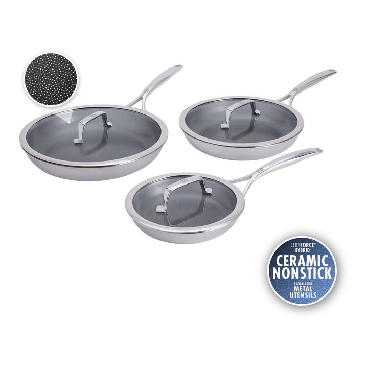 Peak, 6-pc, Ceramic Hybrid Nonstick Frying Pan Set, large 1