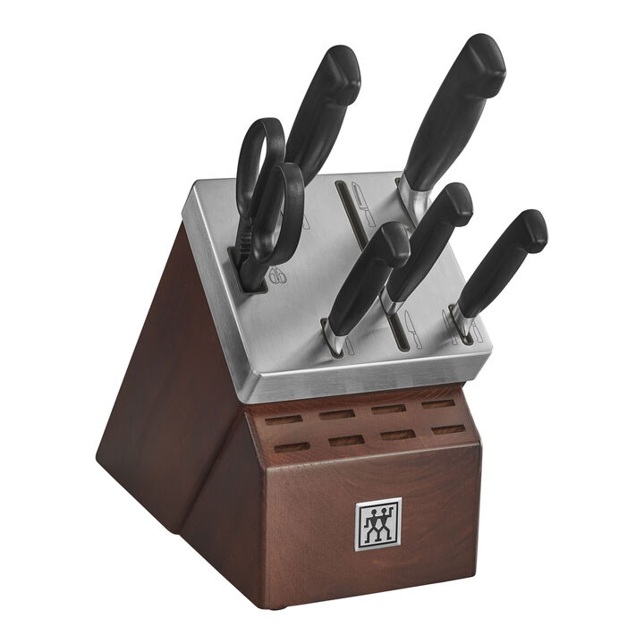 FOUR STAR, 7-pc, Self-Sharpening Knife Block Set, silver-black, large 1