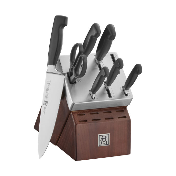 Four Star, 8-pc, Self-Sharpening Knife Block Set, brown, large 2