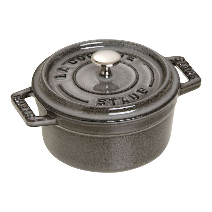 Cast Iron, 0.275 qt, Mini Round Dutch Oven, graphite grey, large 1