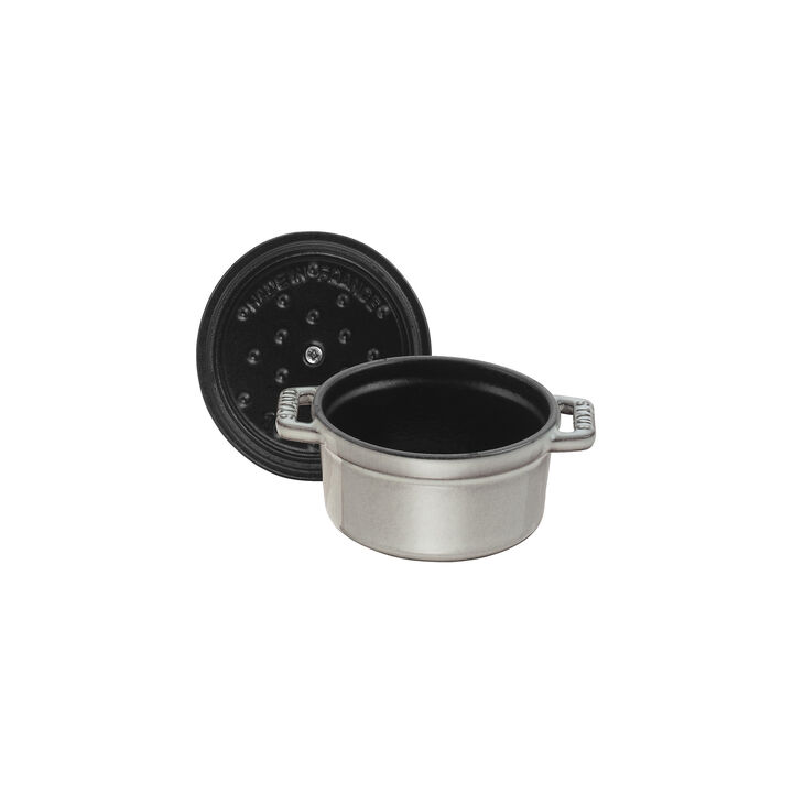 Cast Iron, 0.275 qt, Mini Round Dutch Oven, graphite grey, large 3