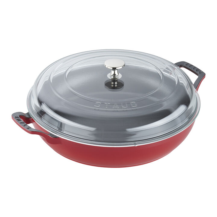 Cast Iron, 3.5 qt, Braiser With Glass Lid, Cherry, large 1