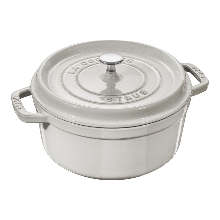 Cast Iron, 7 qt, Round, Dutch Oven, White Truffle, large 1