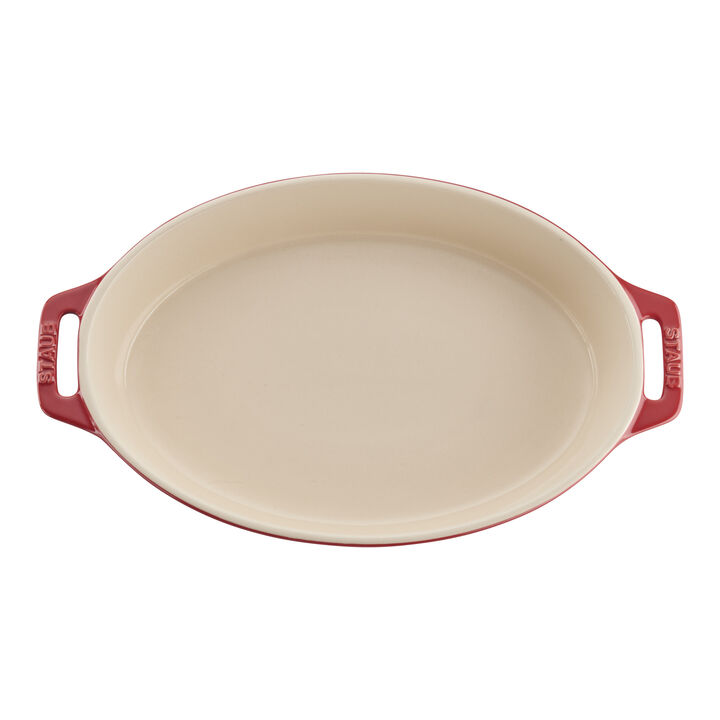 Stoneware, 2-pc, Oval Baking Dish Set, cherry, large 4