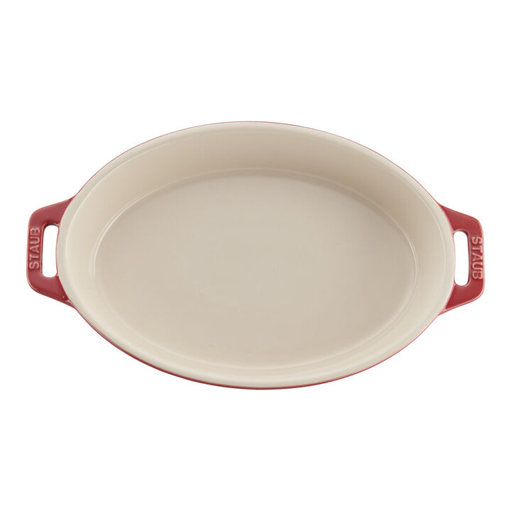 Stoneware, 2-pc, Oval Baking Dish Set, cherry, large 2