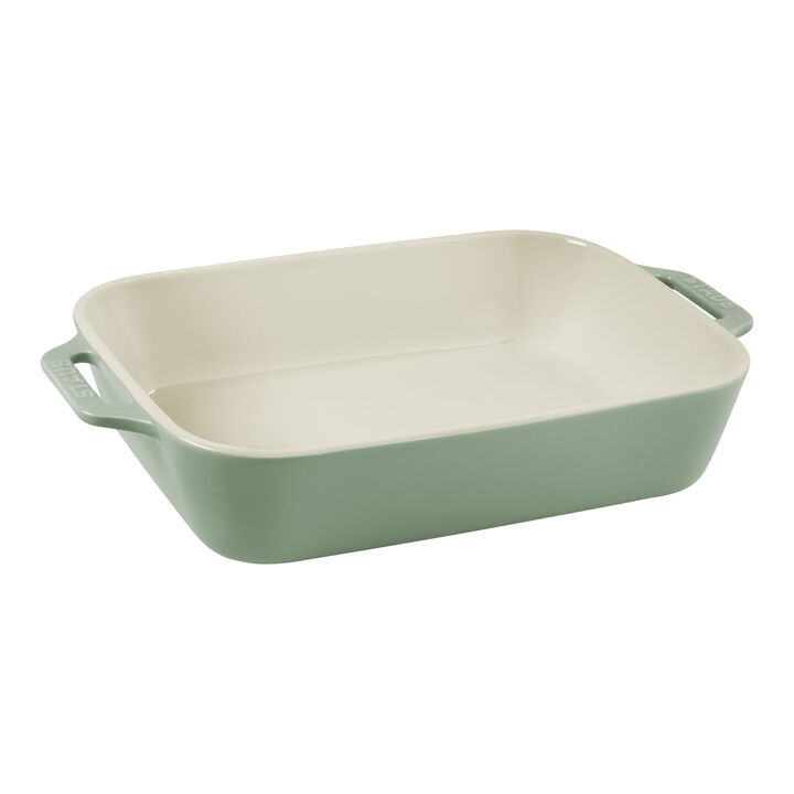 Stoneware, 3-pc, Rectangular Baking Dish Set, eucalyptus, large 4