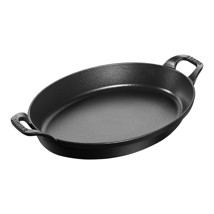 Cast Iron, 12.5-inch, Oval, Gratin Baking Dish, Black Matte, large 1
