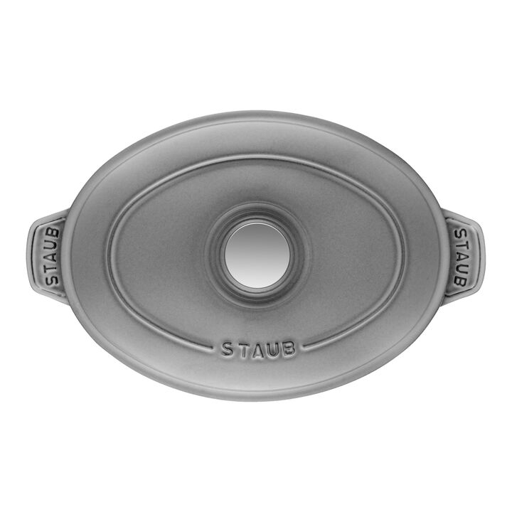 Cast Iron, 9-inch, Oval, Covered Baking Dish With Lid, Graphite Grey, large 2
