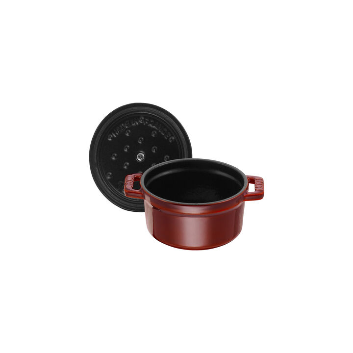 Cast Iron, 0.275 qt, Mini Round Dutch Oven, grenadine, large 2