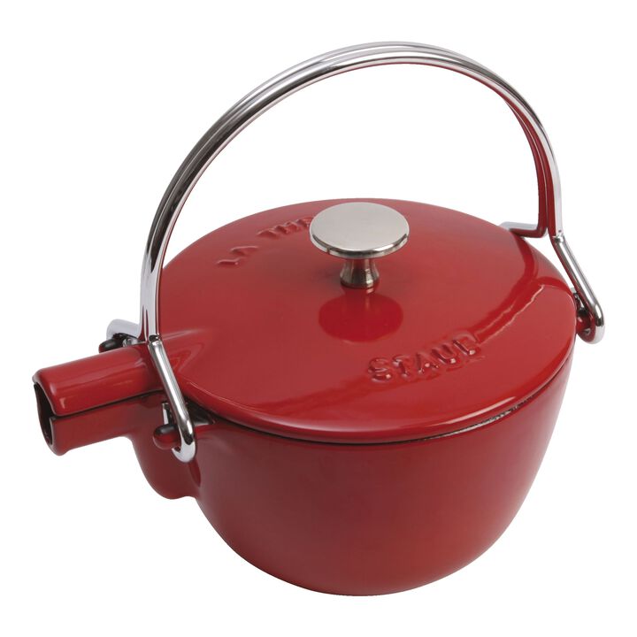Cast Iron, 1.2 qt, Round, Tea Kettle, Cherry, large 1