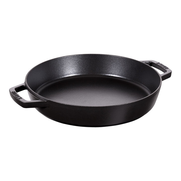 Cast Iron, 13-inch, Double Handle Fry Pan, black matte, large 1