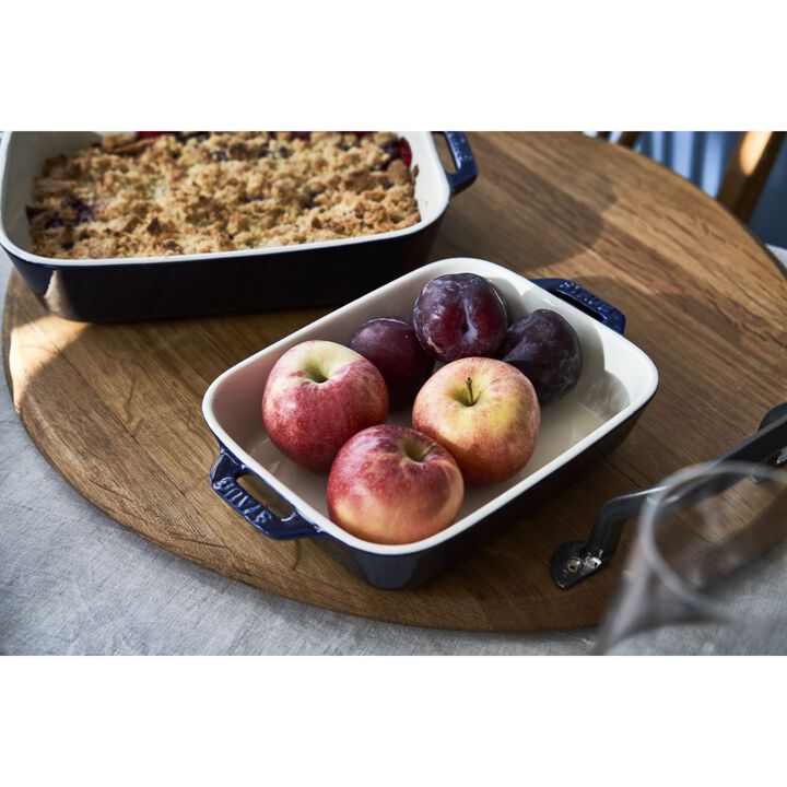 Stoneware, 3-pc, Rectangular Baking Dish Set, dark blue, large 4