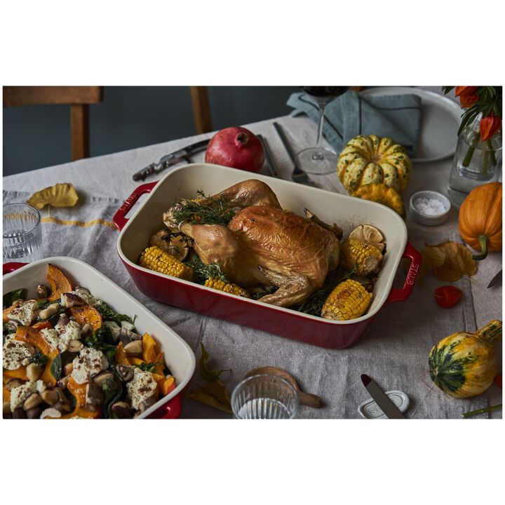 Stoneware, 3-pc, Rectangular Baking Dish Set, cherry, large 4