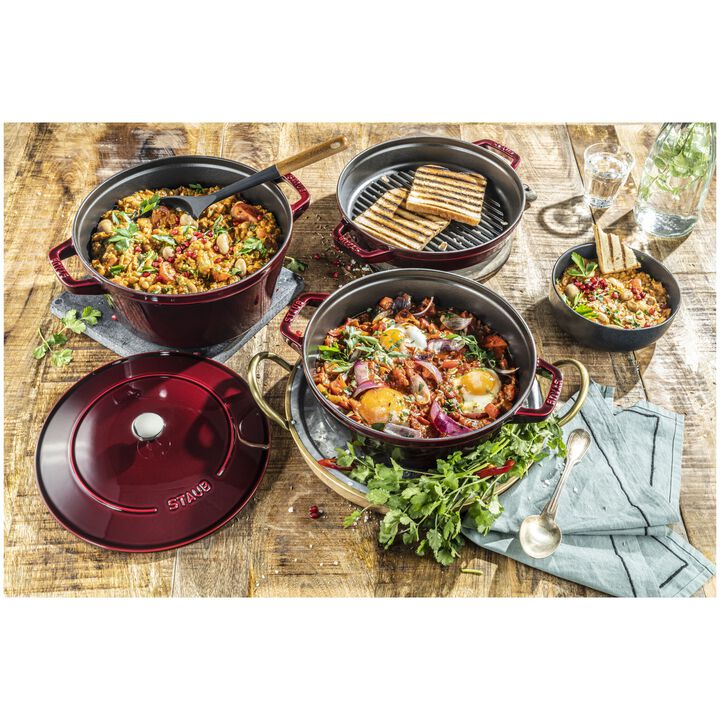 Cast Iron, 4-pc Stackable Set, Grenadine, Cast Iron , large 2