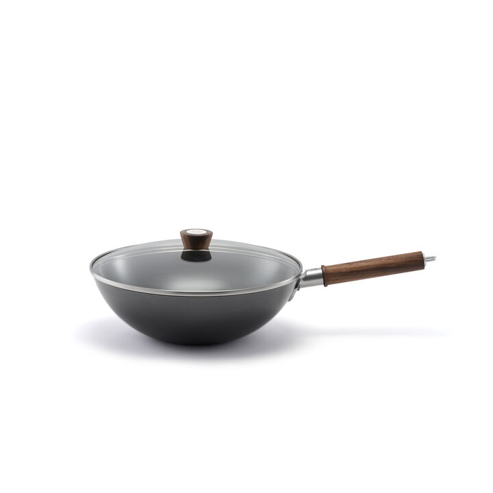 Dragon, 12-inch, Carbon Steel, Wok With Lid, Black Matte, large 1