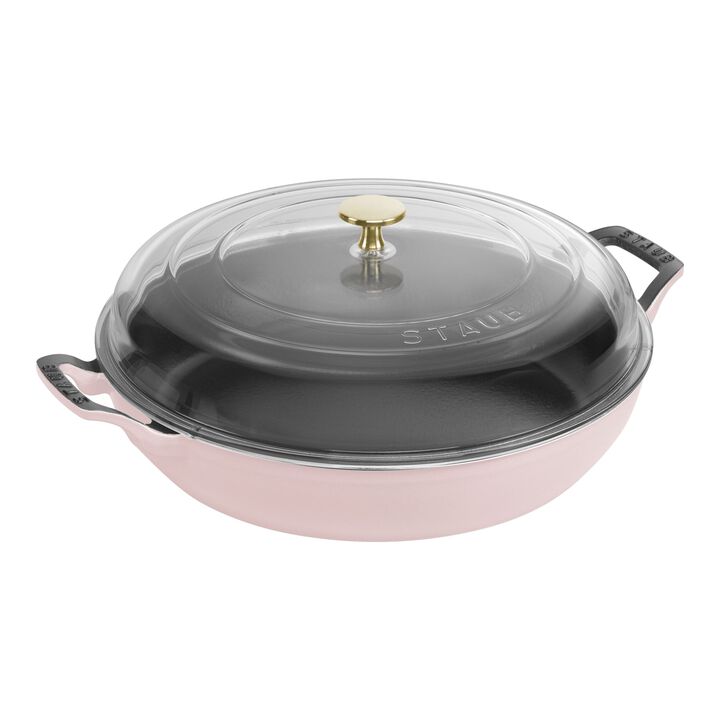 Cast Iron, 3.5 qt, Braiser With Glass Lid, Pink Peony, large 1