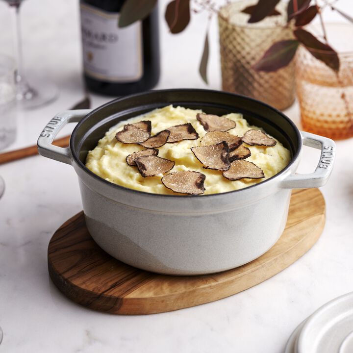 Cast Iron, 4 qt, Round, Dutch Oven, White Truffle, large 4