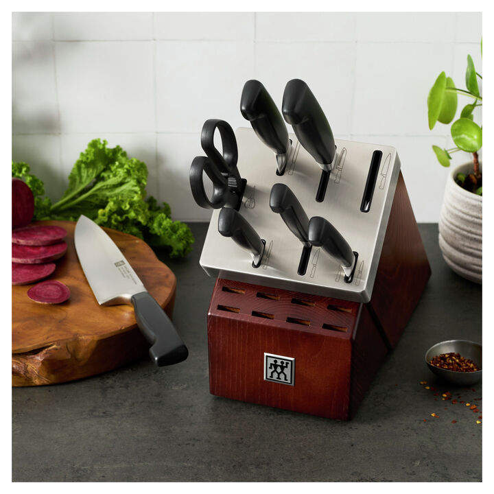 Four Star, 8-pc, Self-Sharpening Knife Block Set, brown, large 1
