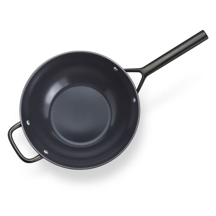 Milano, 12-inch, Aluminum, Wok With Glass Lid, Black Matte, large 3