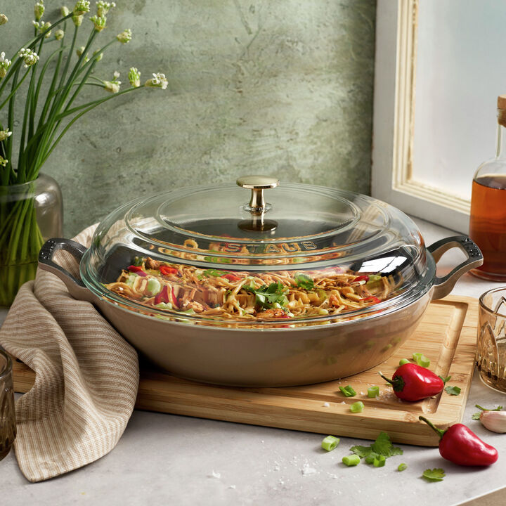 Cast Iron - Braisers/ Sauté Pans, 3.5 qt, Braiser With Glass Lid, Sesame, large 2