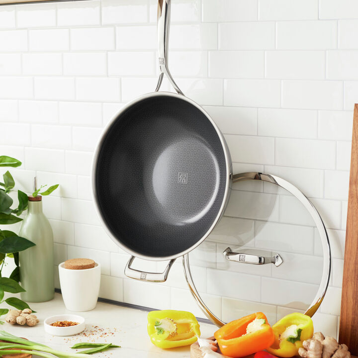 Peak, 12-inch, 18/10 Stainless Steel, Wok With Lid, Silver, large 2