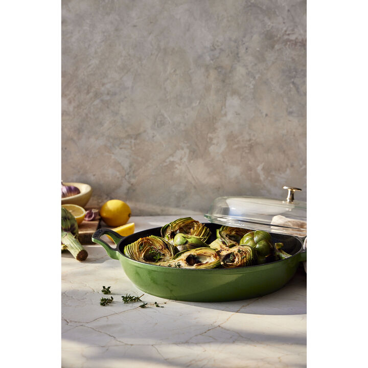 Cast Iron, 3.5 qt, Saute Pan With Glass Lid, Pistachio, large 2